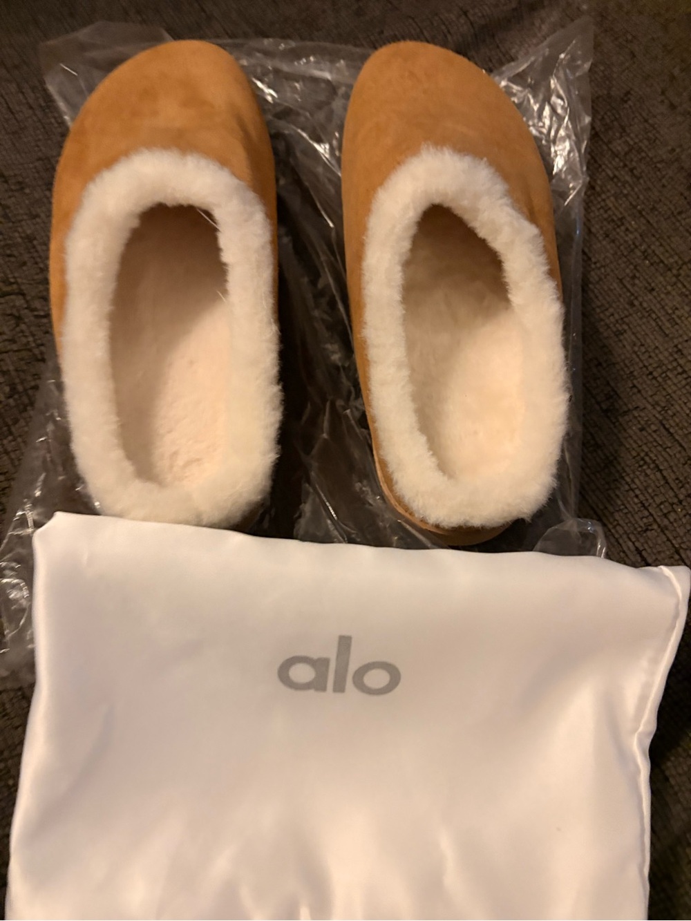 Yoga Chestnut Shearling-Lined Slip-On Slippers